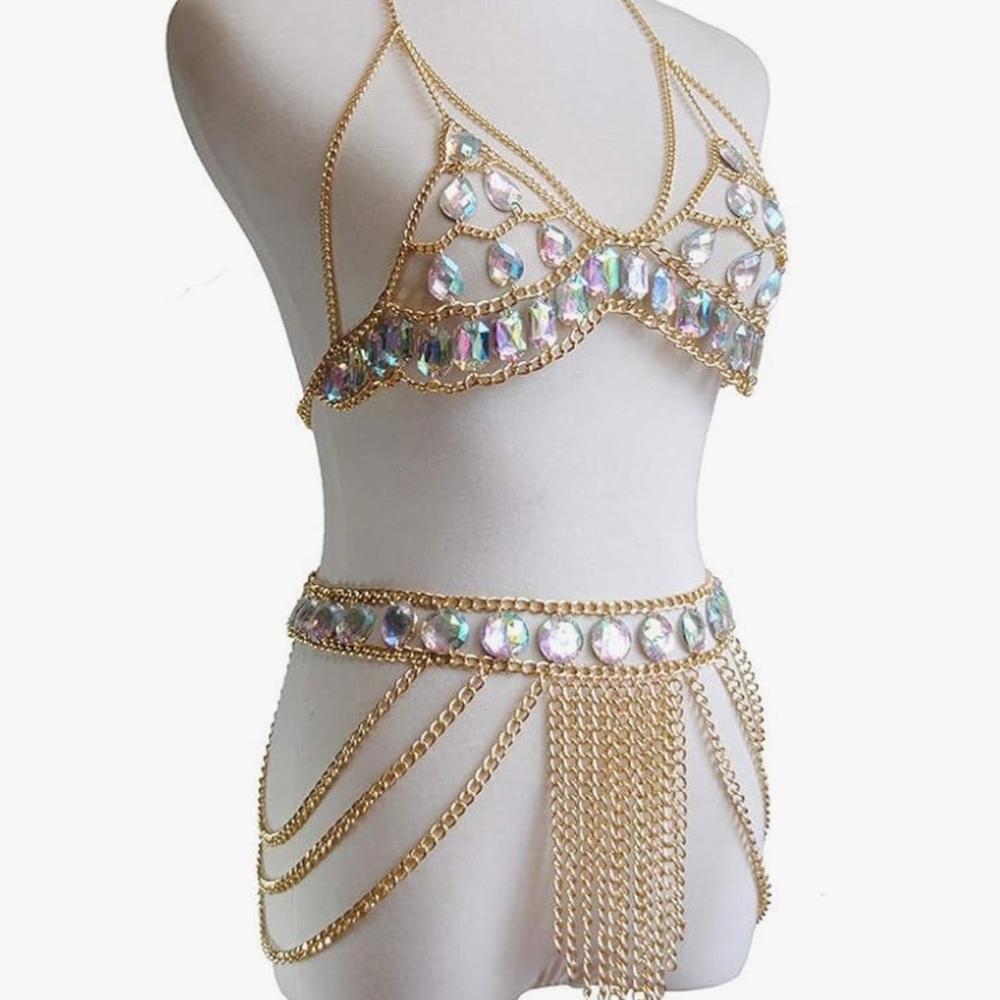 Gold body chain bikini
